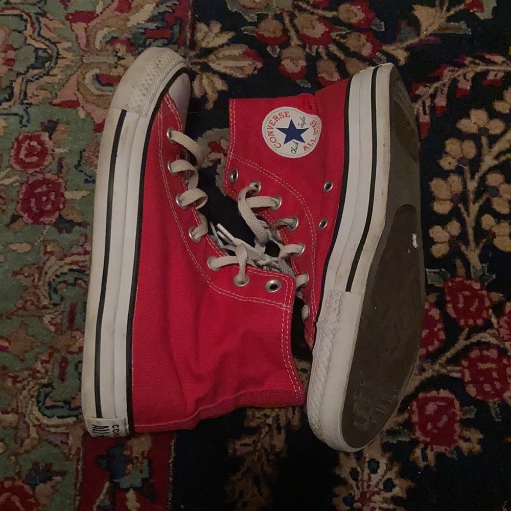 Red converse high tops